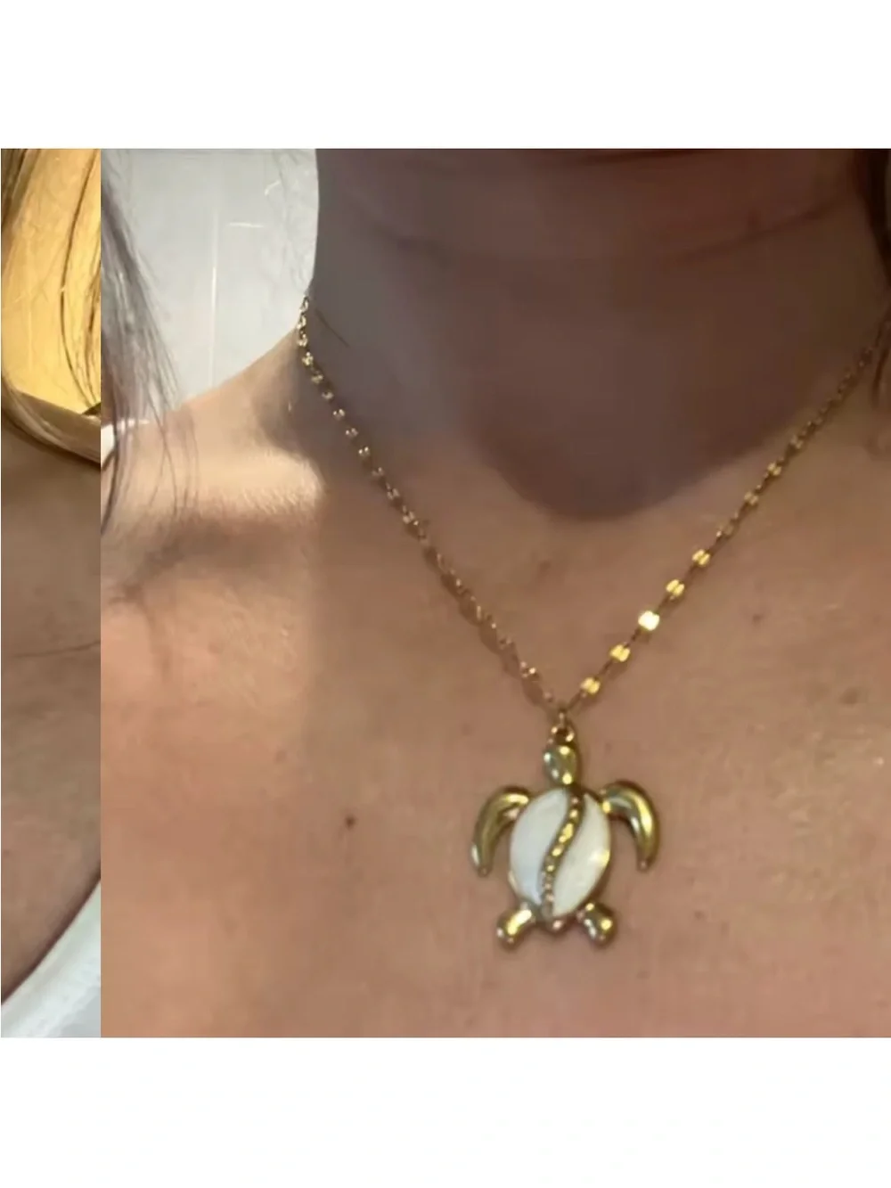 White Turtle 18K Gold Stainless Steel Waterproof Necklace